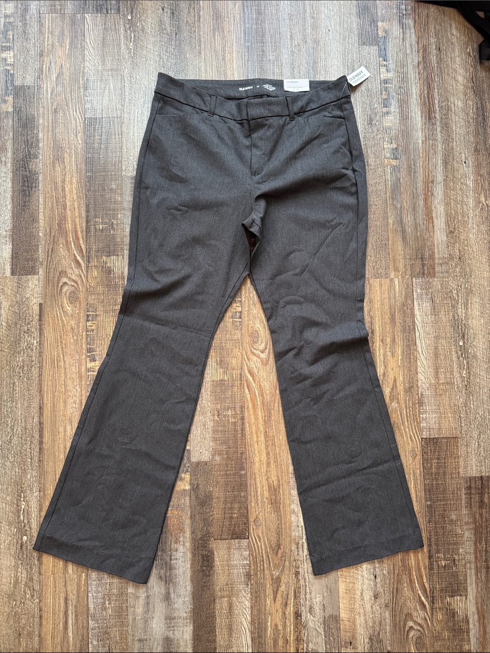 Old Navy Pixie Flare High-Rise Straight Leg Pants in Charcoal Gray